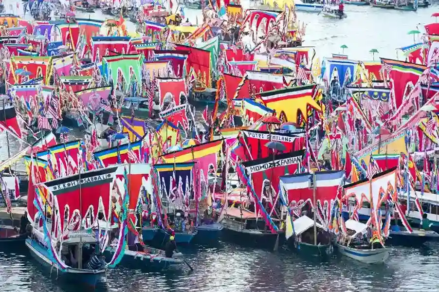 Traditional Lepa Lepa Bajau Laut boats during the Lepa Lepa festival in Semporna.